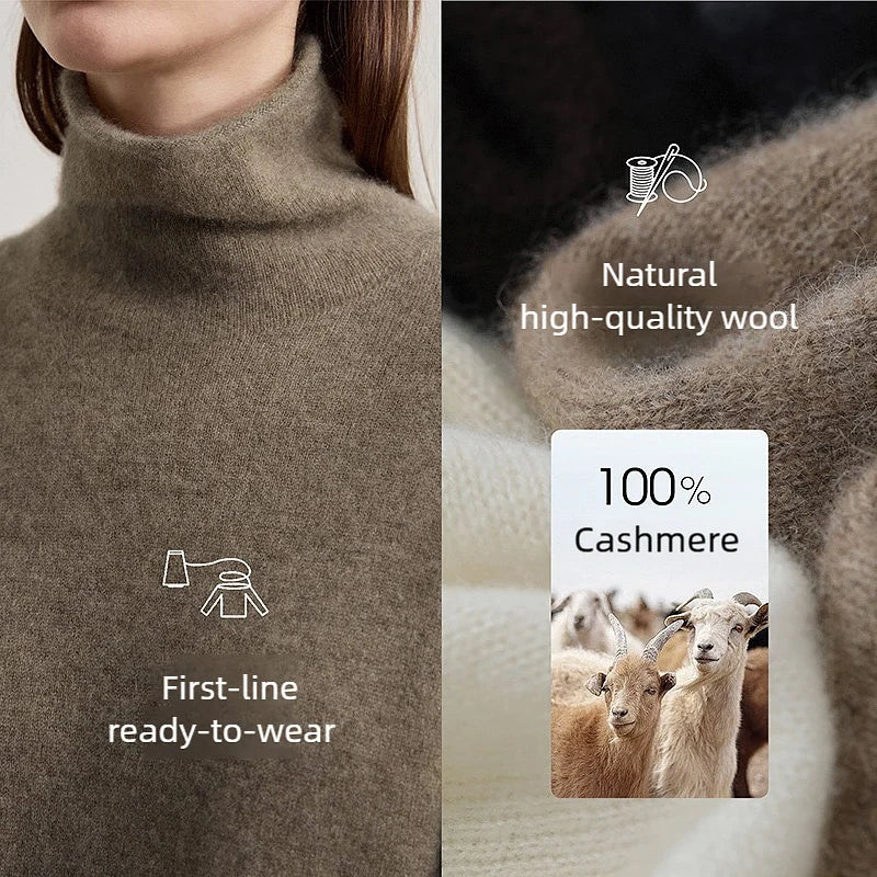 អាវក្រោះ Cashmere សម្រាប់នារី AMII សម្រាប់ធ្វើដំណើរទៅធ្វើការ អាវក Turtleneck ដែលអាចបត់បែនបាន រដូវរងាឆ្នាំ ២០២៦ អាវយឺតដៃវែងថ្មីសម្រាប់នារី 12524096