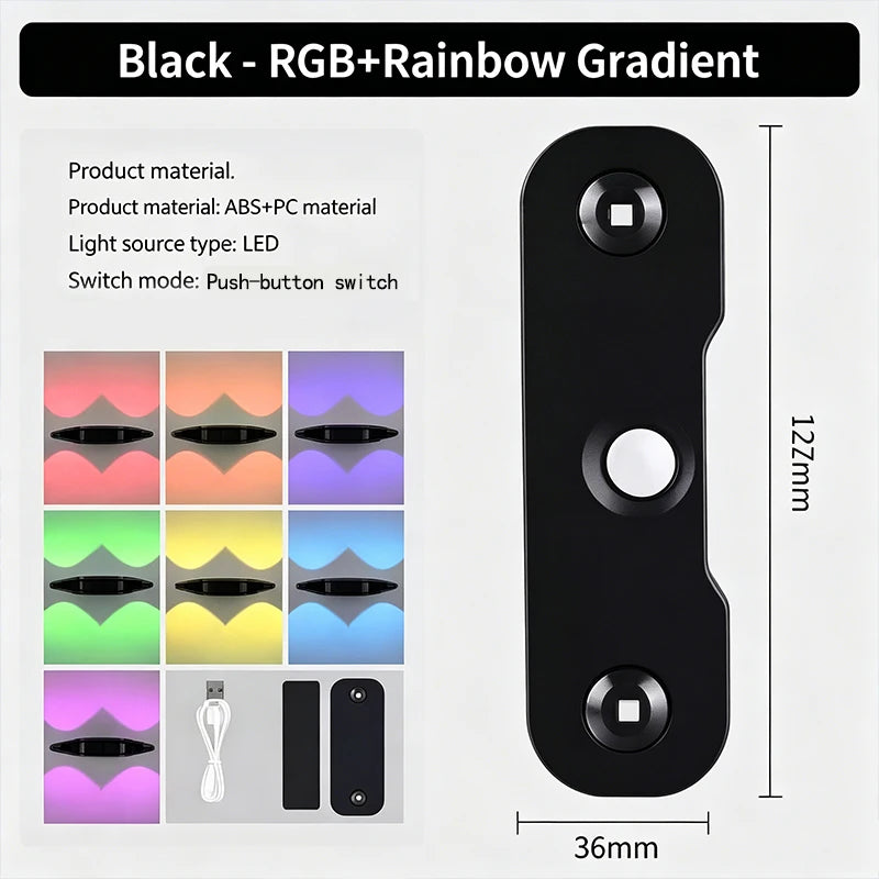 ភ្លើង RGB ឧបករណ៍ចាប់សញ្ញាចលនា ភ្លើងពេលយប់ក្នុងផ្ទះ ភ្លើងជណ្តើរ ភ្លើងពេលយប់ ចង្កៀងក្បែរគ្រែ ចង្កៀងតុបតែងតាមសាលធំសម្រាប់បន្ទប់គេង
