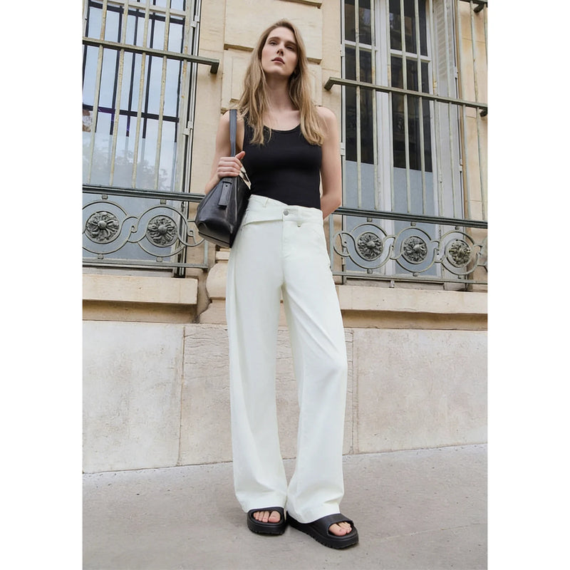 Amii Women's Denim Pants 2026 Summer New Cotton Asymmetric Waist Wide Leg Trousers Simple Versatile Jeans For Women 12652069