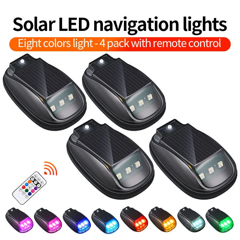 1-4Pcs Solar Powered Car Running Warning Lamp RGB Remote Roof Dome Decor Light No Punch Signal Lamp for Car Truck SUV Motorcycle