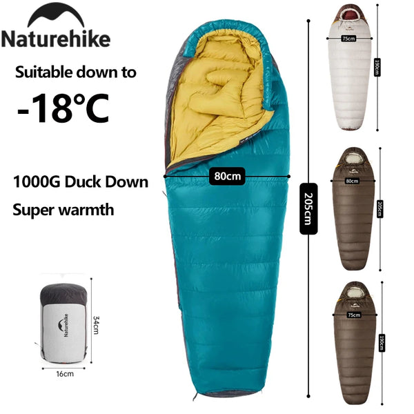 Naturehike Winter Sleeping Bag SnowBird 20D Mummy Ultralight Duck Down Sleeping Bag Portable Hiking Outdoor Camping Sleeping Bag