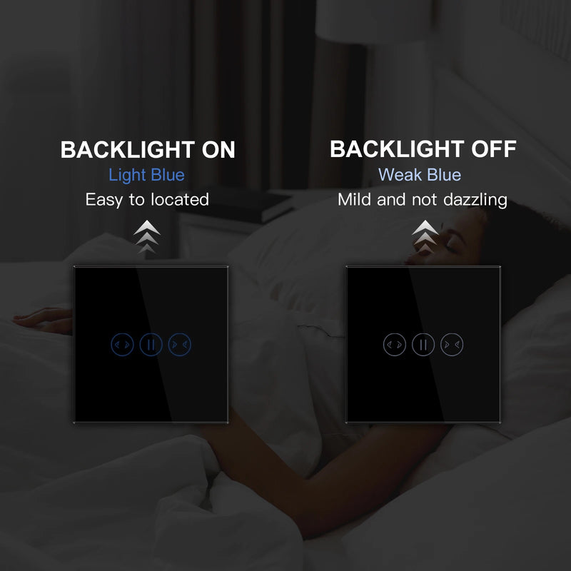 BSEED WiFi Curtain Switch Wireless Smart Touch Switch for Smart Life Tuya Alexa Blind Roller Shutter With Neutral Line
