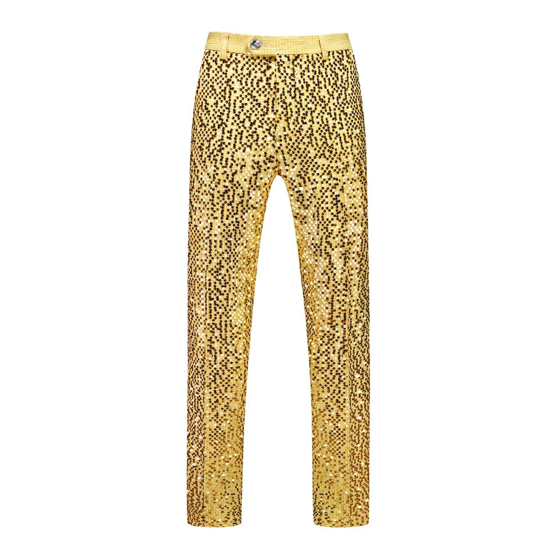 2026 New Men's Gold Shiny Sequin Suit Pants, Wedding Party Dress Trousers,Fashion Slim Pant,Asian Sizes M-5XL,6XL