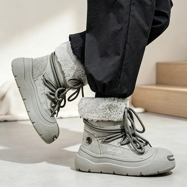 Men women's padded casual snow boots winter new warm plush high-top cotton boots couples outdoor anti-slip fashion walking boots