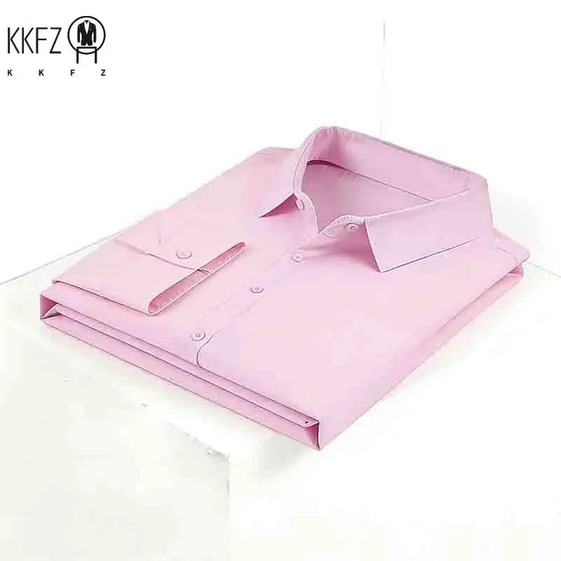 Men's Navy Blue Long Sleeve Dress Shirt Slim Fit Non-iron Formal Business Button Down Shirt for Office