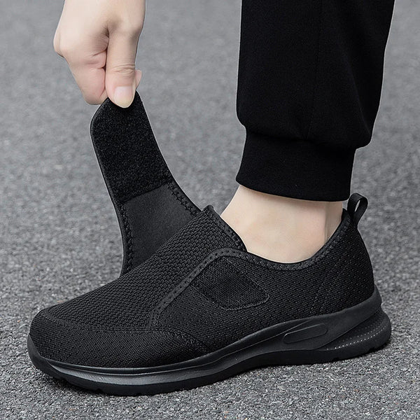 Adjustable Mesh Walking Shoes Breathable Lightweight Sneakers with Hook and Loop Non-Slip Soft Sole Comfort Shoes for Elderly