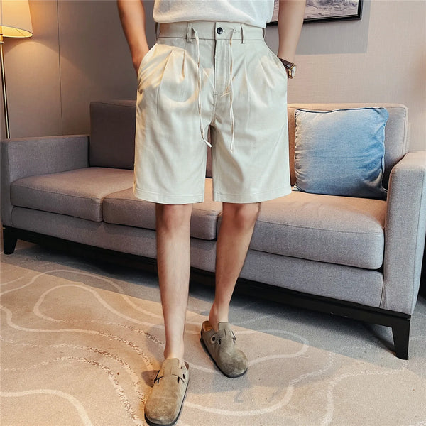 Men's Premium Lyocell-Linen Blend Shorts – Wrinkle-Resistant Elastic Waist Relaxed Fit Casual 5-Inch Shorts for Summer