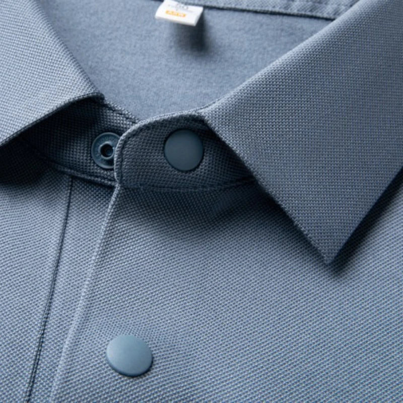 Premium Silk & Wool Blend Polo Shirt - Soft Winter Fleece Lining Luxury Business Casual Wear