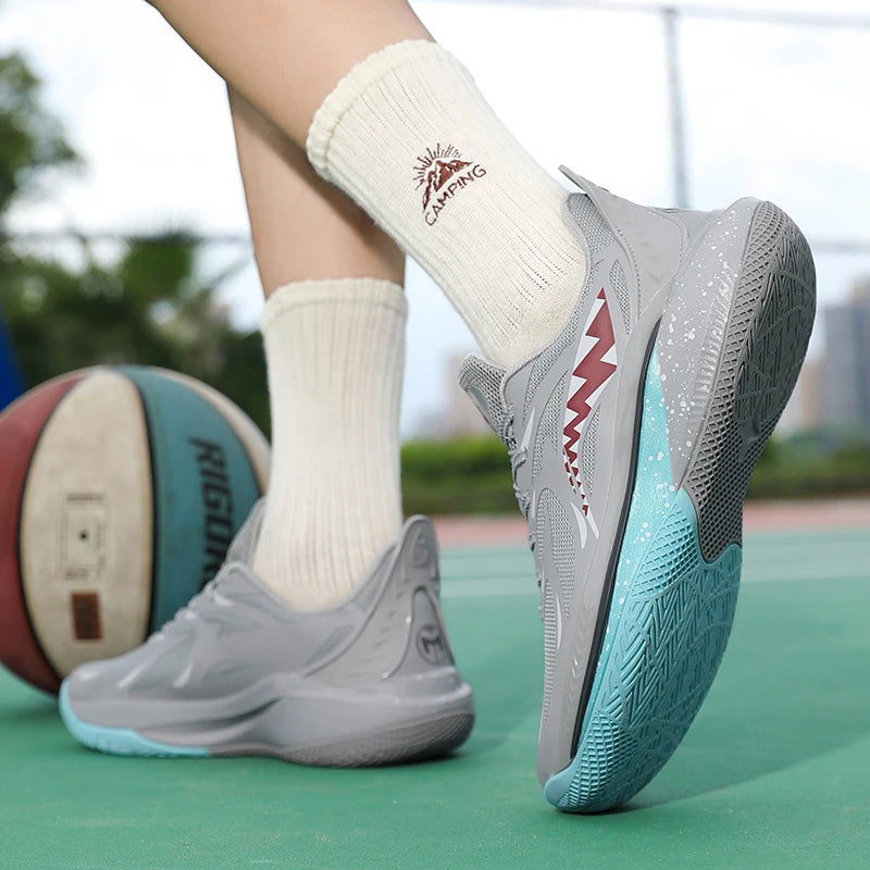 Basketball shoes spring summer new men's outdoor sports running shoes breathable light soft-sole non-slip student speed sneakers