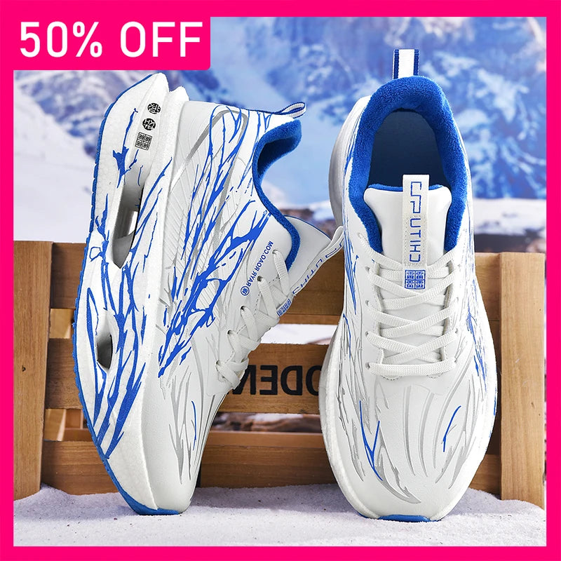 Unisex Sports Shoes Hollow Soft Sole Anti Slip Road Professional Training Shoes New Short Plush Comfortable Winter Running Shoes