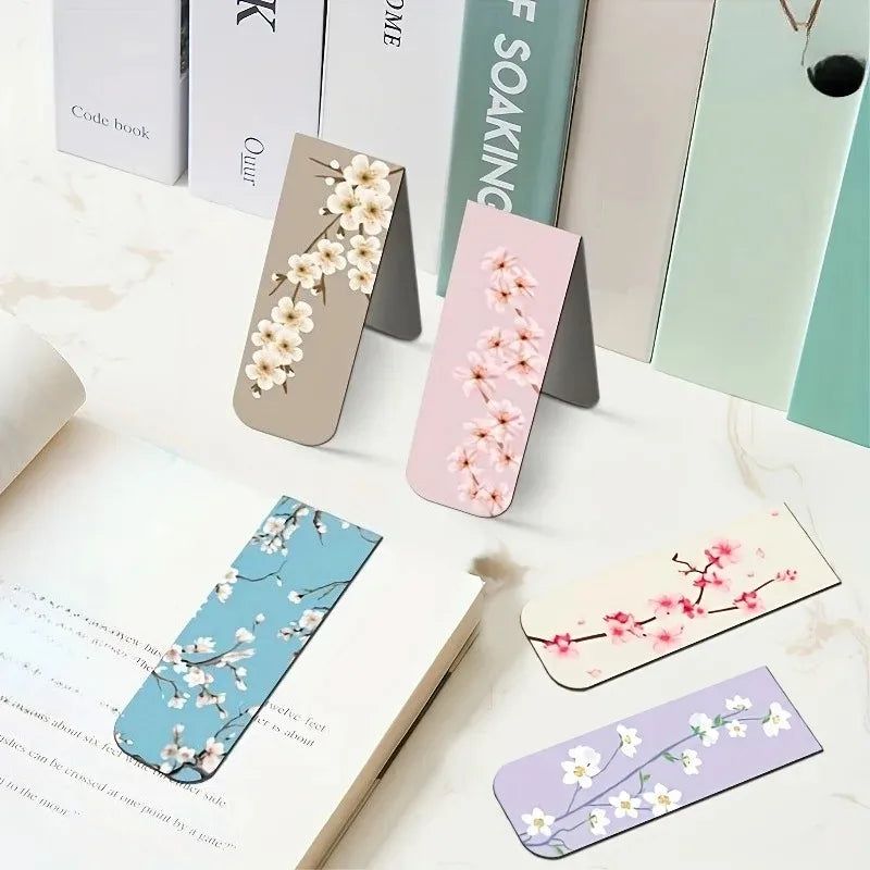 1set/5pcs Assorted Flower Designs Magnetic Bookmarks - Strong Magnet Page Clips for Books, Durable  Book Markers Set for Readers