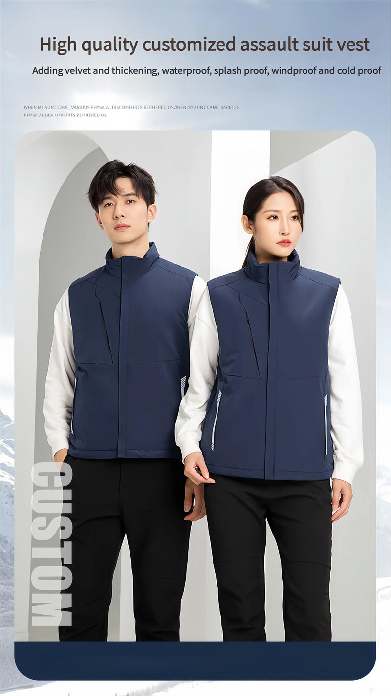 2026 Men's  Casual  multi-pocket Jacket solid color Winter warm photography Outerwear custom company logo team vest