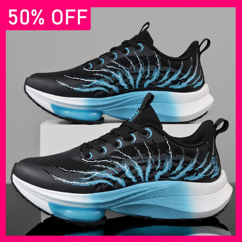 Unisex Sports Shoes Breathable Thick Sole Shock Absorption Professional Running Training Shoes Fashionable Lace Up Sports Shoes