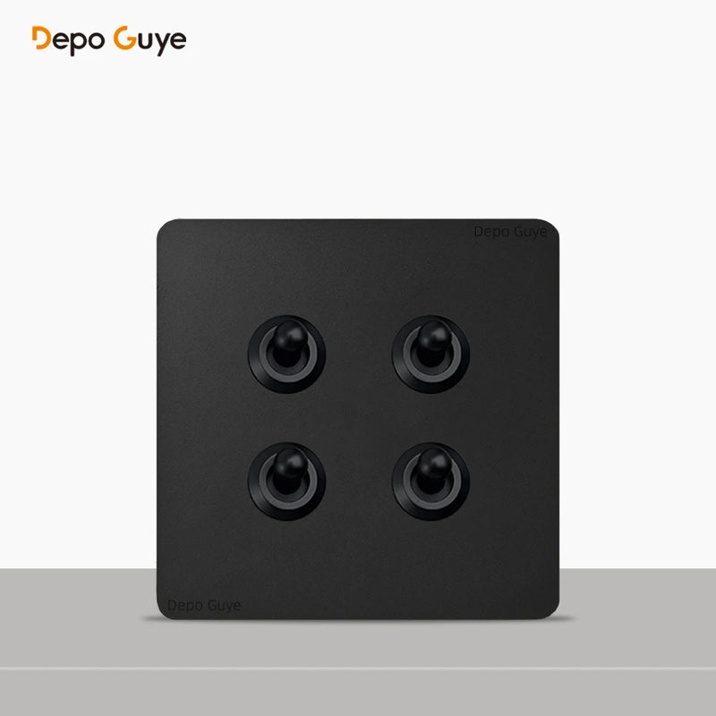86 Type Retro Wall Momentary Reset Switch Brass Lever 1-4 Gang Bronzed Antique Switches Stainless Steel Panel For Home