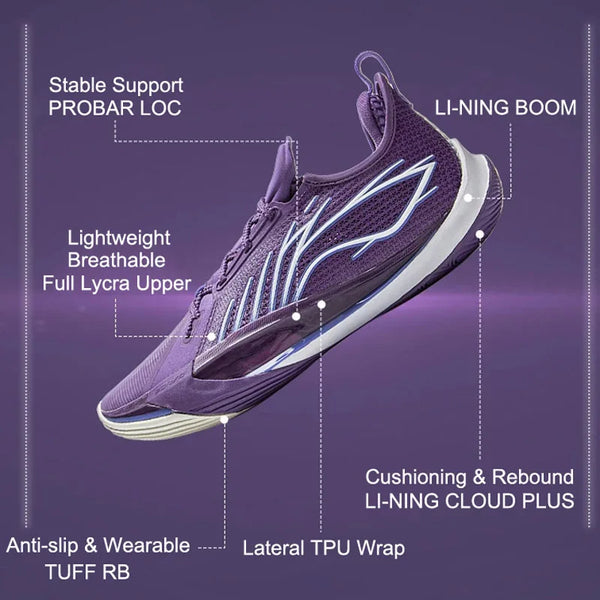 ស្បែកជើងបាល់បោះអាជីព Li-Ning បុរស SONIC XIII BOOM Cushion TUFF RB ស្បែកជើងកីឡាប្រកួតប្រជែង LiNing ដែលអាចពាក់បាន ABAV025