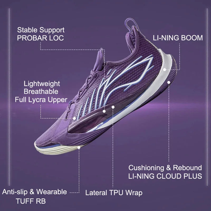 Li-Ning Men's SONIC XIII Professional Basketball Shoes BOOM Cushion TUFF RB Wearable LiNing Competition Sports Shoes ABAV025