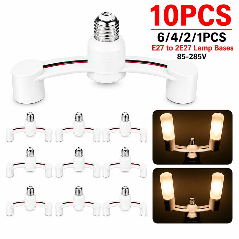 JOYINLED E27 Light Socket Splitter Adapter 2 in 1 Dual Head Lamp Holder Bulb Base Extender Converter for LED Lighting 1-10PCS