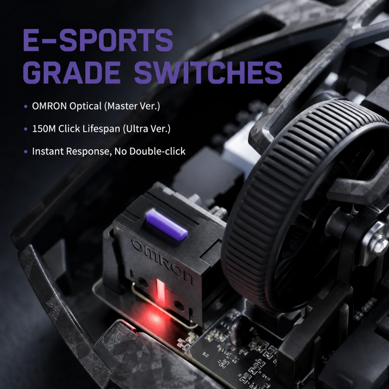 Akko Echo Master Ultra Gaming Wireless Mouse Carbon Fiber PAW3955 PAW3950 8K Polling Rate 65000DPI 55g Lightweight Esports Mouse