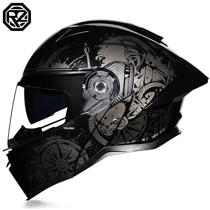 ORZ Adult Modular Flip Up Motorcycle Helmet DOT Safety Certified Dual Visor Removable Washable Liner Motorbike Racing Helmet