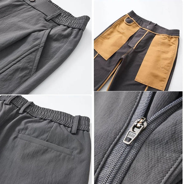Classic Men's Relaxed Fit Chinos – High-Stretch Polyester Straight Cut Slacks with Elasticated Waistband