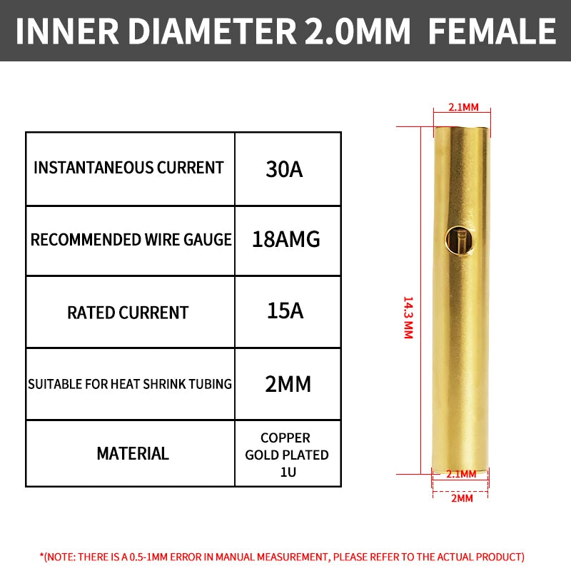 2/3/3.5/4/5/5.5/6/6.5/8mm Aircraft model pure copper Banana Plug Gold Plated Copper Brushless Motor Bullet Connector 40pcs