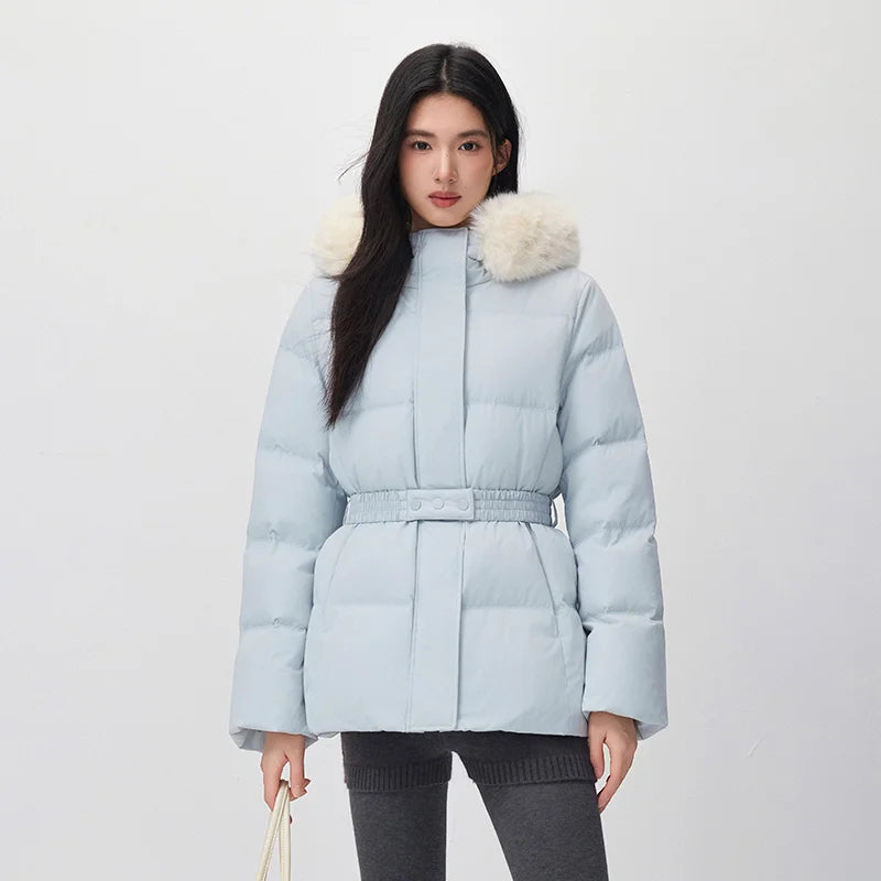 Semir Women Down Jacket Mid Length Water Repellent Windproof 90 Percent Down Fill Plush Collar Modern Style 2026 New