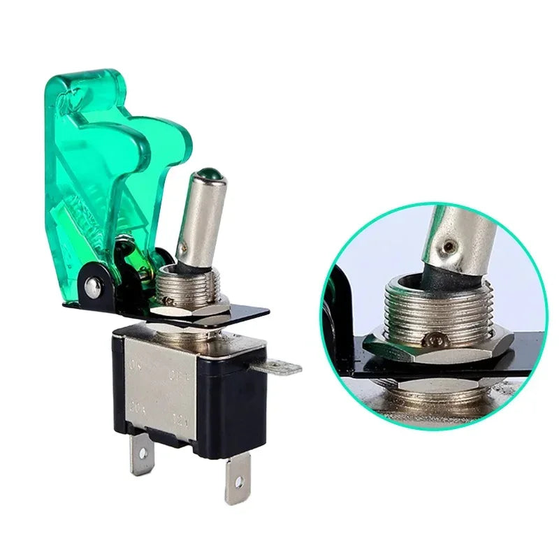 Auto Car Boat Truck Illuminated Led Toggle Switch With Safety Aircraft Flip Up Cover Guard 12V20A transparent