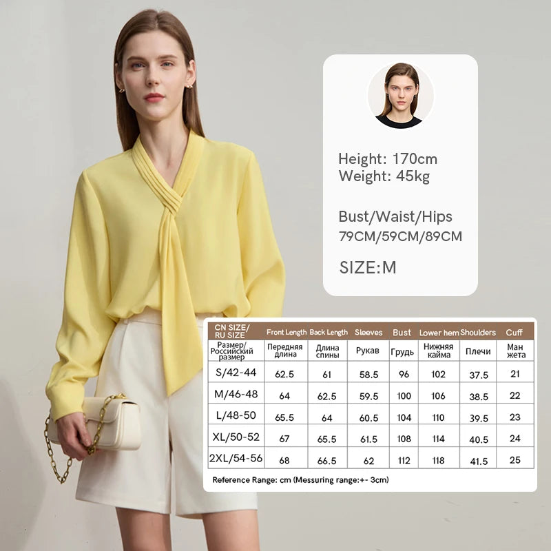 អាវ Amii Minimalist Chiffon សម្រាប់ស្ត្រី អាវតូច ក V ដៃវែង រចនាប័ទ្មធ្វើដំណើរ អាវធំត្រង់រាងបំពង់ 12511095