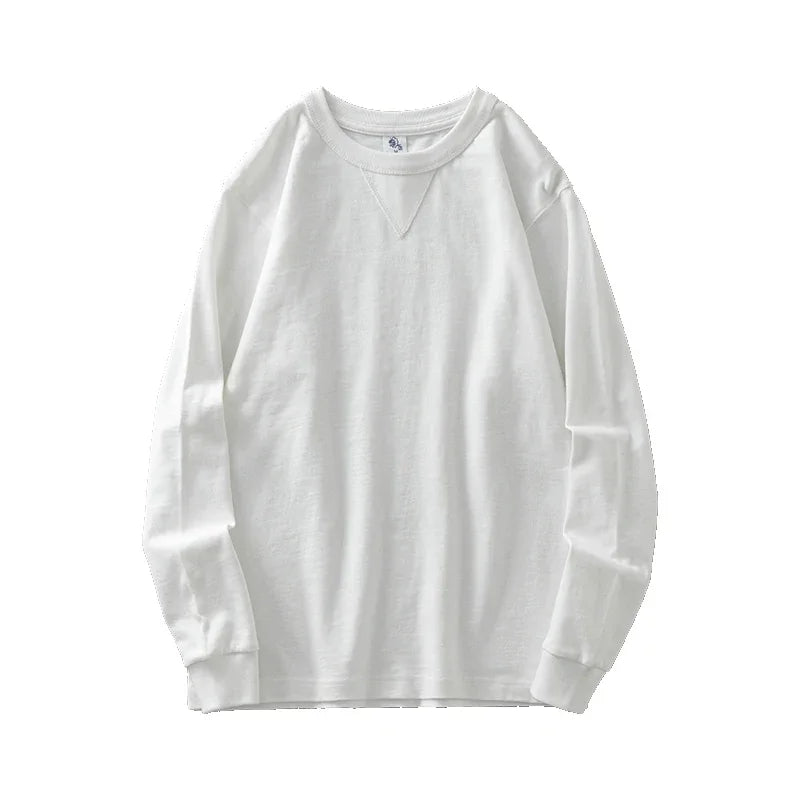 DUKEEN 320Gsm Pure Cotton Men Long-Sleeve T Shirts Spring and Autumn Heavyweight Casual Oversize Tops Solid Color Men's Clothing