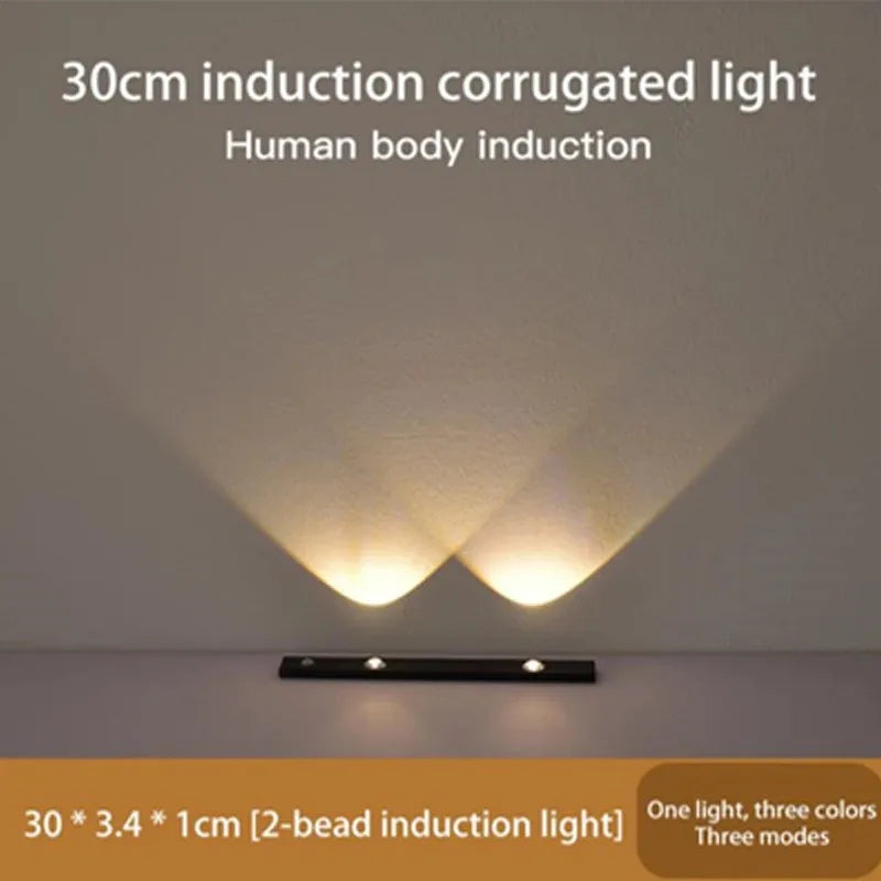 Motion Sensor Night Light LED Under Cabinet Lights Rechargeable Cat's Eye Ripple Atmosphere Lamp Room Indoor Lighting