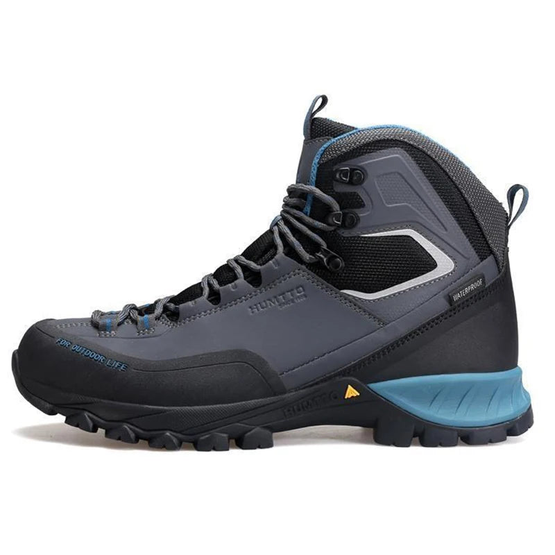 HUMTTO Leather Hiking Boots for Men Luxury Designer Waterproof Outdoor Shoes Climbing Trekking Sneakers Mens Safety Ankle Boots