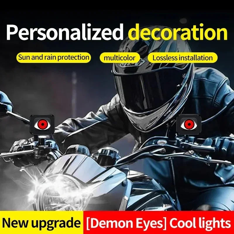 Dynamic Devil Eye Light 6 Modes 3D Motorcycle Mirror Demon Decorative Lights Waterproof Motorbike Retrofit Kits Accessories