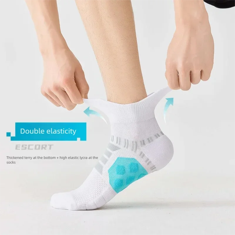 WRELS 1/2/3 Pairs Running Socks Cushioned Non‑Slip Sports Socks Men Arch Support Moisture Wicking Breathable Low‑Cut Socks