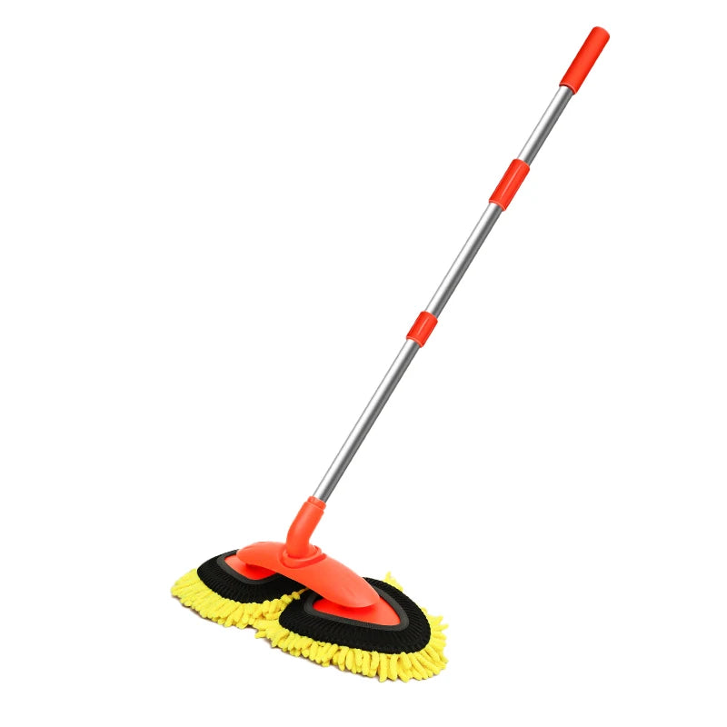 SEAMETAL Upgrade Car Washer Mop Brush 360 Rotatable Double Brush Head 3 Section Telescopic Design for Car Roof Window Cleaning