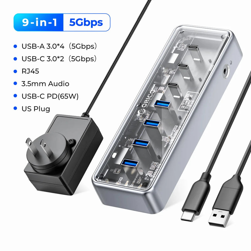 ORICO Metallic USB3.1 Hub 5Gbps High Speed Transmission 13 Ports Simultaneous Expansion Ports For All Macbook Mac Mini