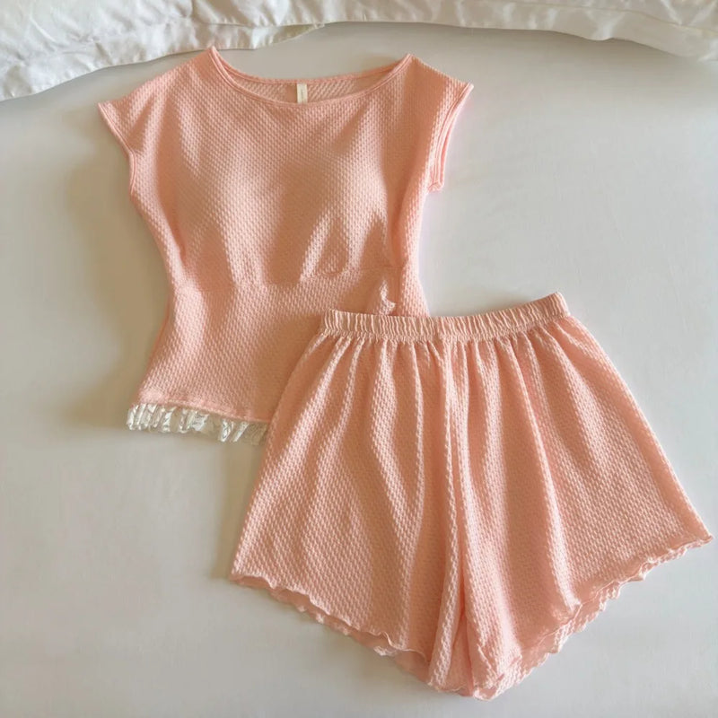 Cotton Pajamas Woman Nightwear New Summer Thin Sleeveless Chest Pads Loungewear Two-piece Set Casual Pyjama Women's Sleepwear