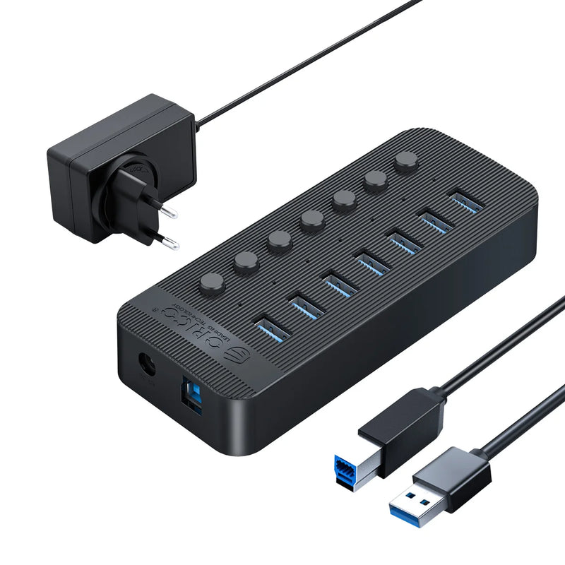 ORICO Industrial USB 3.0 HUB 7/10/13/16 ABS USB OTG Splitter On/Off Switch With 12V Power Adapter Support Charger For Computer