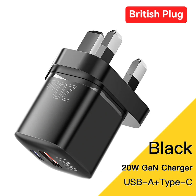 ឆ្នាំងសាក Essager 20W GaN USB Type C PD សាកថ្មលឿន QC 3.0 សម្រាប់ iPhone 15 14 13 12 Pro Max Mini iPad សាកថ្មបានលឿន