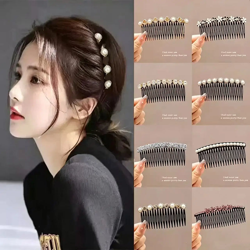 Women Pearl Insert Hair Comb Broken Hair Finisher Back Head Hairpin Elegant Korean Style Hair Accessories