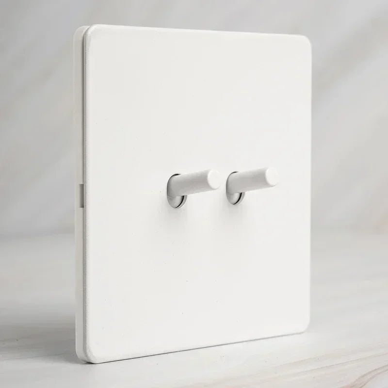 White Antique Stainless Steel Panel Wall Lamp Switch, Toggle Wall Dimmer Switch Socket EU USB Plug Socket 220V Electrical On Off