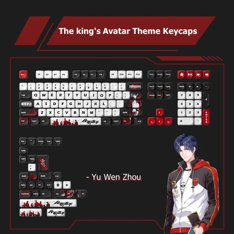 Akko The king's Avatar Theme Keycap Set MOA Profile PBT Dye-sublimation 137-Key Anime Characters Keycaps for Mechanical Keyboard