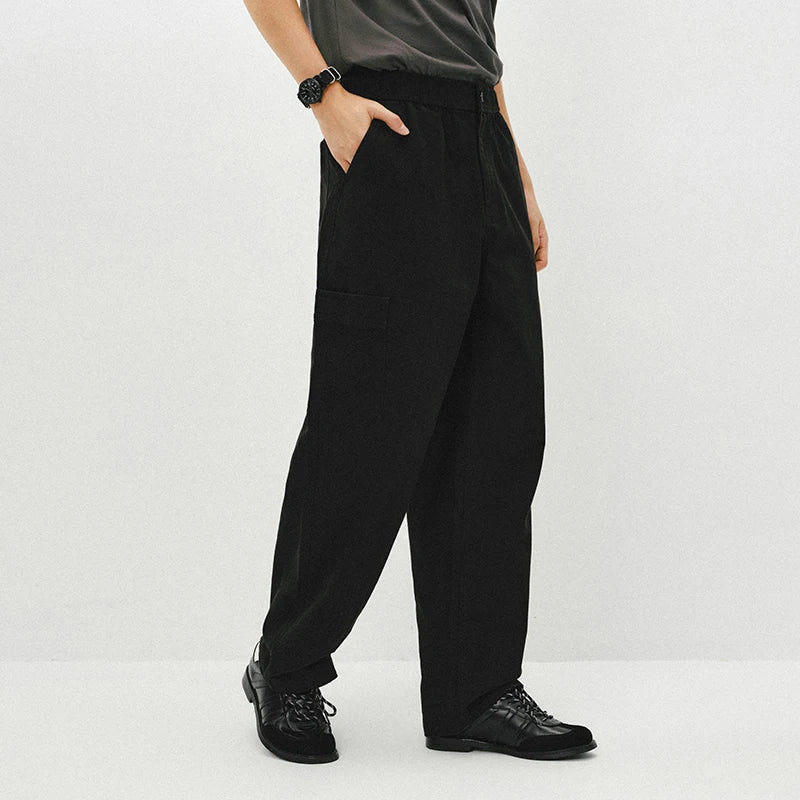 Semir Retro Pants Men 2026 Spring Loose Straight Leg Cargo Solid Color Casual Comfortable Daily Wear Long Trousers