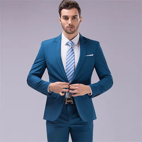 Men's Dark Green Suit Two-Piece, Asian Sizes Slim Dress Jacket and Pants,Wedding / Party Blazer Coat+Trousers Red Blue Black