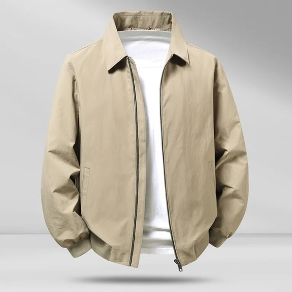 Men's Casual Turn-down Collar Jacket Lightweight Windproof Anti-Wrinkle Zip Front Spring Autumn Coat