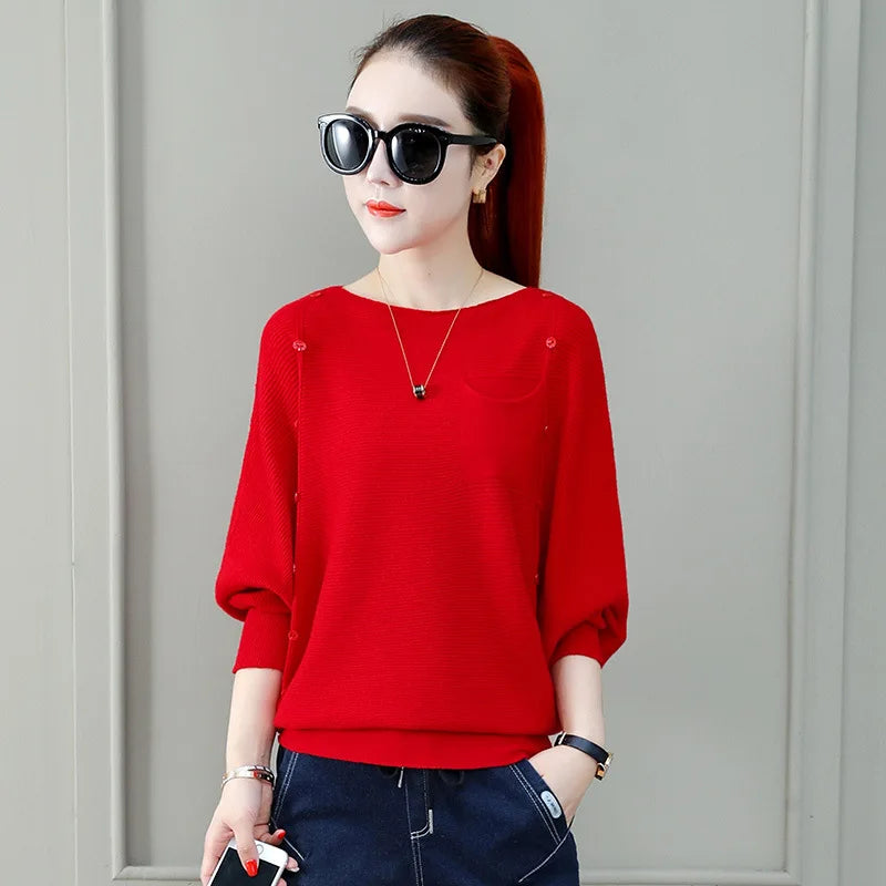Loose Female Pullover Jumper Long-sleeved Knitted Sweater Women's New Bottoming Shirt Spring Autumn Winter Top Pull Femme