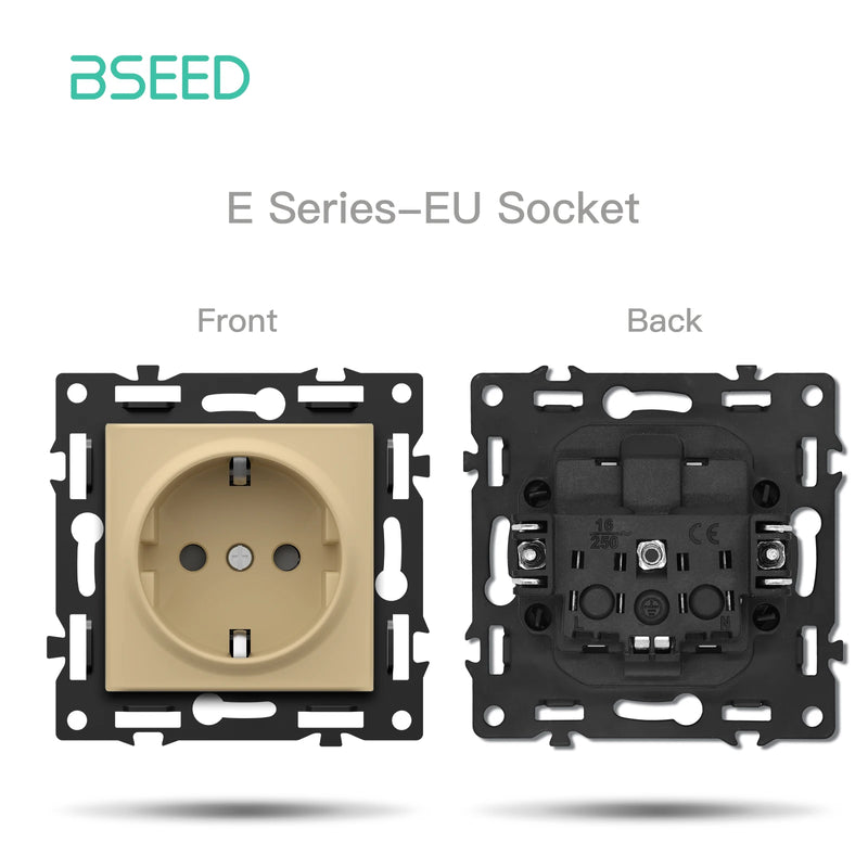 BSEED 1/2Gang Button Light Switch Function Part Glass Frame Only Light Switch Wall Power Scoket DIY Parts Free Combination 86mm