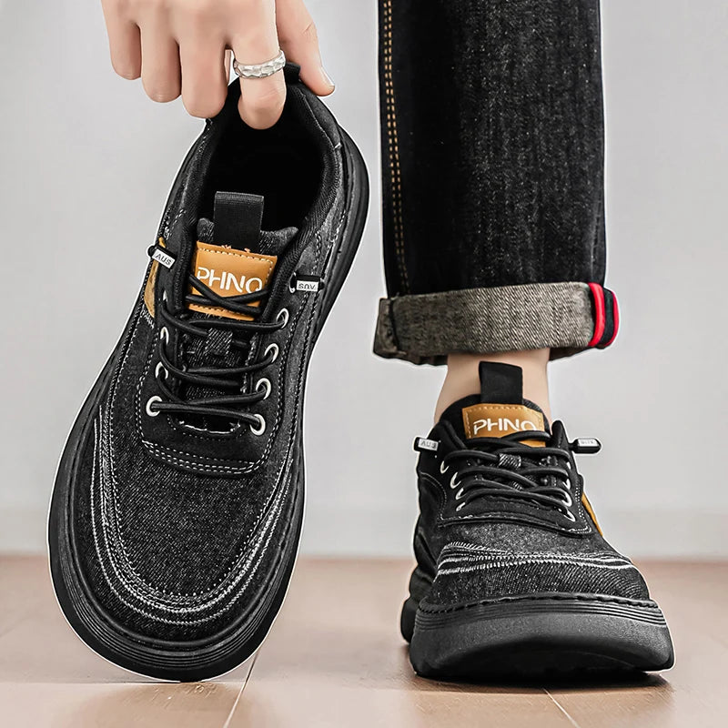 Men's Canvas Casual Tide Shoes Four Seasons Breathable lightweight Soft-Sole anti Slip Comfort Outdoor Walking Sports Board Shoe