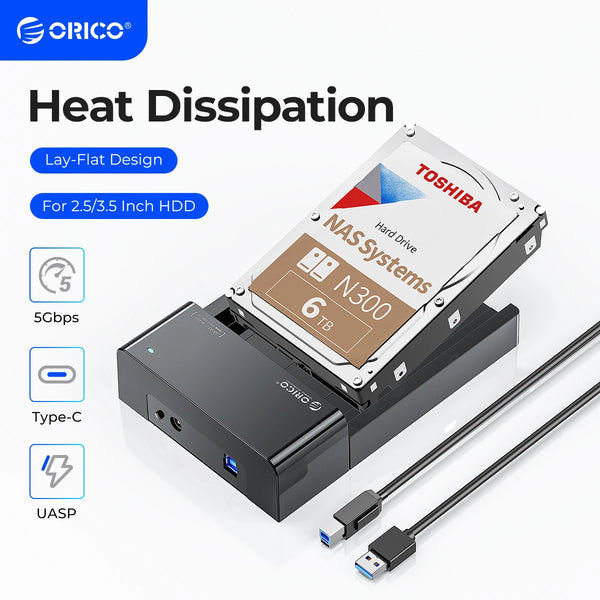 ORICO Single Bay HDD Docking Station SATA to USB 3.0 External Hard Drive Docking Station for 2.5/3.5inch HDD SSD Support UASP