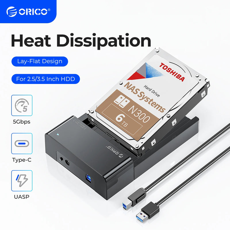 ORICO Single Bay HDD Docking Station SATA to USB 3.0 External Hard Drive Docking Station for 2.5/3.5inch HDD SSD Support UASP