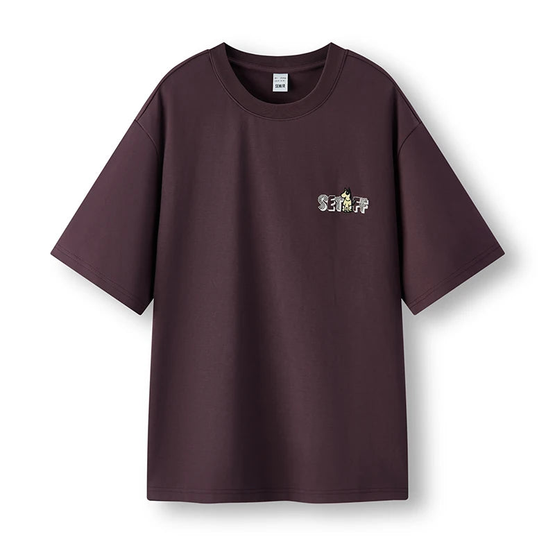 Semir Mens Tshirt 2026 American Graffiti Printed Embroidery Loose Crew Neck Knitted Casual Trendy